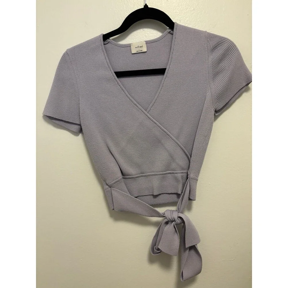 Like New Aritzia Wilfred All Tied Up Sweater in lilac size L - Picture 2 of 4
